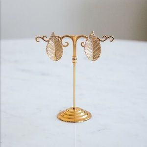 Gold Leaf Clip On Earrings